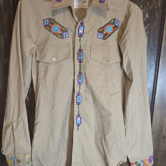 Arrow Beige Embroidered Casual Shirt